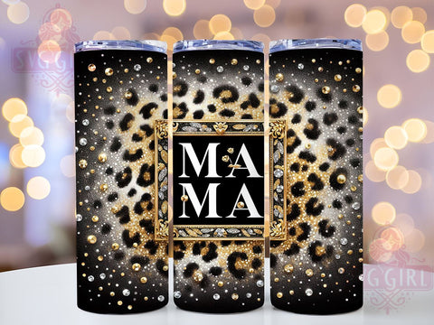 Mama Glitter 20oz Tumbler Wrap Sublimation Design, Straight Tapered Tumbler Wrap, Glitter Leopard Tumbler Png, Instant Digital Download Sublimation SvggirlplusArt 