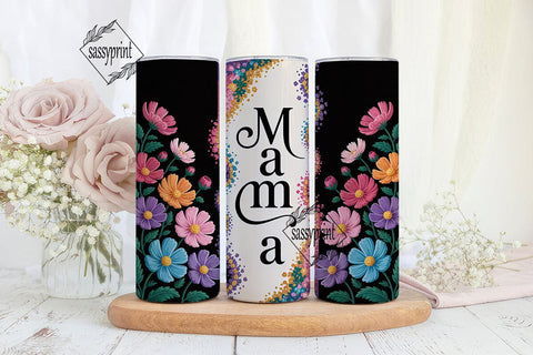 Mama Glitter Floral 20oz Tumbler Wrap Sublimation sassyprint 