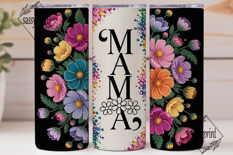 Mama Glitter Floral 20oz Tumbler Wrap Sublimation sassyprint 