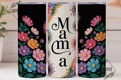 Mama Glitter Floral 20oz Tumbler Wrap Sublimation sassyprint 