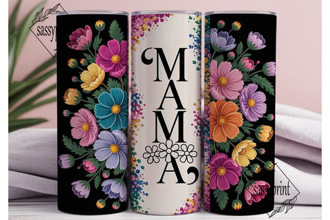 Mama Glitter Floral 20oz Tumbler Wrap Sublimation sassyprint 
