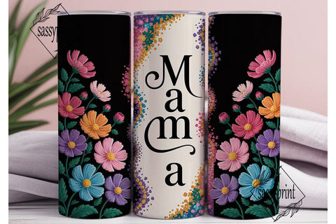 Mama Glitter Floral 20oz Tumbler Wrap Sublimation sassyprint 