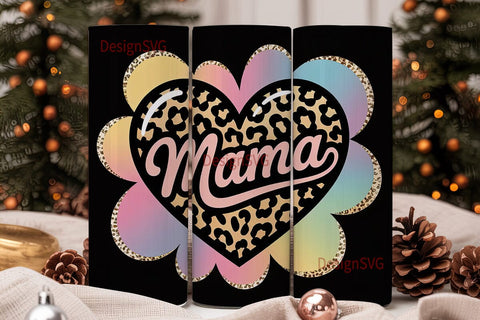 Mama Glitter Heart 20oz Tumbler Wrap Sublimation DesignSVG 