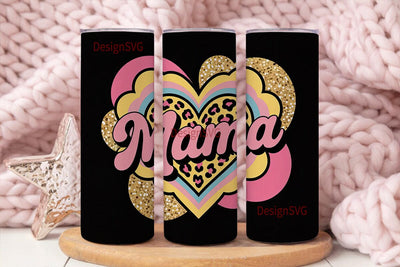 Mama Glitter Heart 20oz Tumbler Wrap Sublimation DesignSVG 