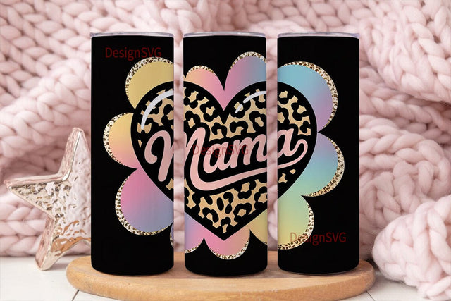 Mama Glitter Heart 20oz Tumbler Wrap Sublimation DesignSVG 