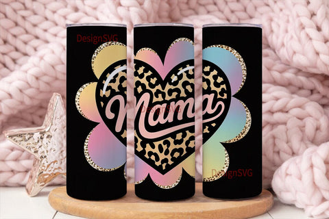 Mama Glitter Heart 20oz Tumbler Wrap Sublimation DesignSVG 