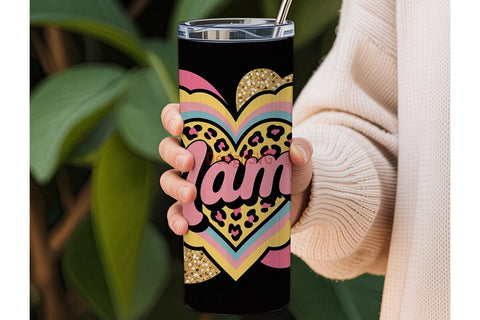 Mama Glitter Heart 20oz Tumbler Wrap Sublimation DesignSVG 