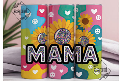 Mama Glitter Sunflower 20oz Tumbler Wrap Sublimation sassyprint 