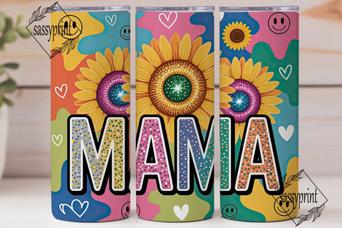 Mama Glitter Sunflower 20oz Tumbler Wrap Sublimation sassyprint 