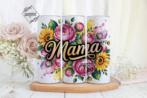 Mama Gold Glitter Floral 20oz Tumbler Sublimation sassyprint 