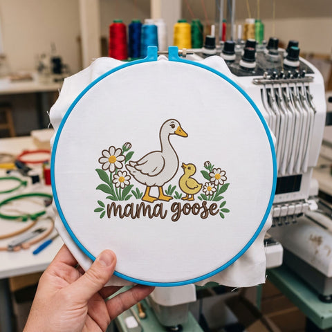 Mama Goose Embroidery Design – Cute Goose and Gosling Floral Machine Embroidery File, Mother's Day Gift, Farmhouse Mom Design Embroidery/Applique DESIGNS PatternFeed8 
