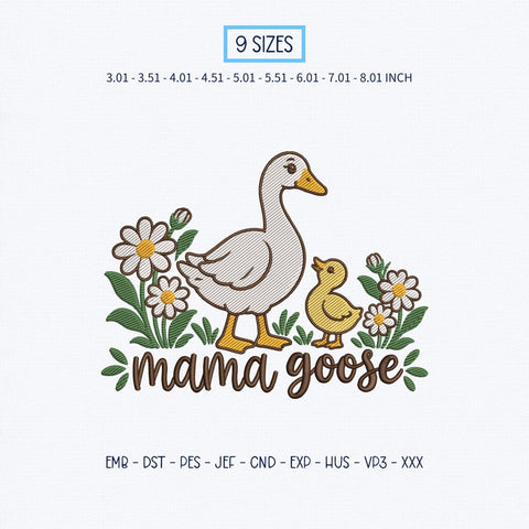 Mama Goose Embroidery Design – Cute Goose and Gosling Floral Machine Embroidery File, Mother's Day Gift, Farmhouse Mom Design Embroidery/Applique DESIGNS PatternFeed8 