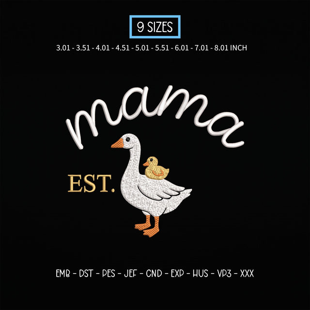 Mama Goose Embroidery Design – Cute Mother Goose with Baby Gosling Mom Machine Embroidery File Embroidery/Applique DESIGNS PatternFeed8 