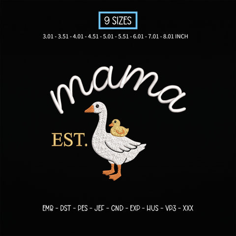 Mama Goose Embroidery Design – Cute Mother Goose with Baby Gosling Mom Machine Embroidery File Embroidery/Applique DESIGNS PatternFeed8 