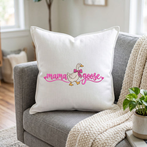 Mama Goose Embroidery Design – Cute Pink Bow Goose Mom Machine Embroidery File Embroidery/Applique DESIGNS PatternFeed8 
