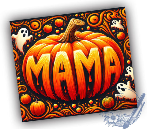 Mama Halloween 20oz Skinny Tumbler, Pumpkin Ghost Tumbler Png, Straight & Tapered Tumbler Wrap, Instant Digital Download Sublimation ToriDesigns 