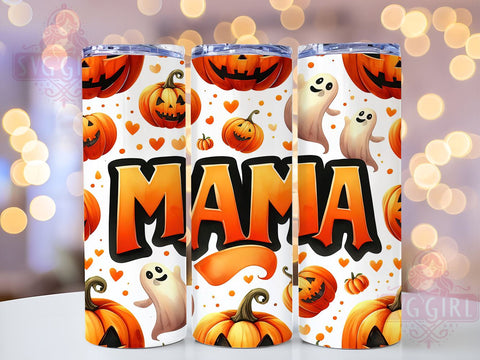 Mama Halloween 20oz Tumbler Wrap Sublimation Design, Straight Tapered Tumbler Wrap, Pumpkin Ghost Tumbler Png, Instant Digital Download Sublimation SvggirlplusArt 