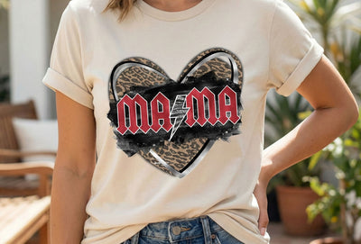 Mama Heart Leopard Print Lightning Bolt PNG | Trendy Mom Valentine Sublimation | Modern Mother Design Sublimation Print Perfect Design Shop 