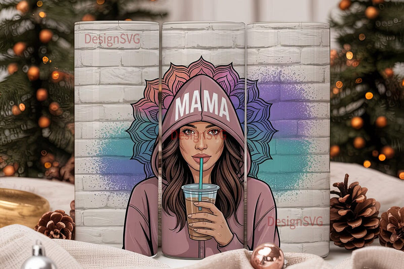 Mama Iced Coffee 20oz Tumbler Wrap Sublimation DesignSVG 