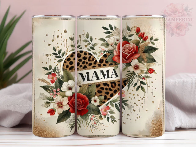 Mama Leopard 20oz Tumbler Wrap PNG, Floral Mama Tumbler Png, Straight & Tapered Tumbler Wrap, Instant Digital Download Sublimation Li Zamperini 
