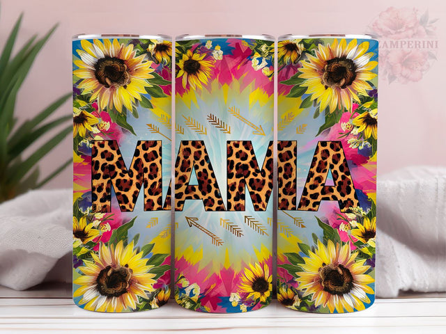 Mama Leopard 20oz Tumbler Wrap PNG, Mom Sunflowers Tumbler Png, Straight & Tapered Tumbler Wrap, Instant Digital Download Sublimation Li Zamperini 