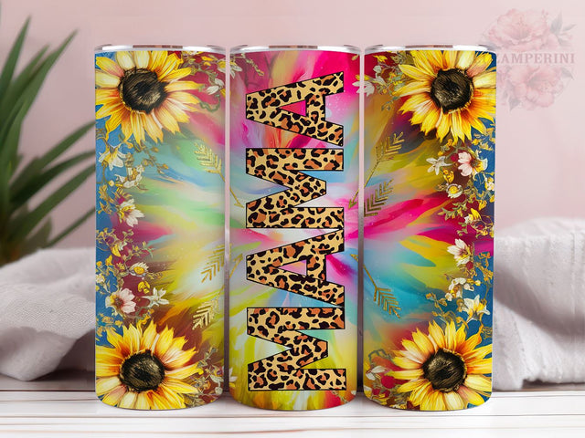 Mama Leopard 20oz Tumbler Wrap PNG, Mom Sunflowers Tumbler Png, Straight & Tapered Tumbler Wrap, Instant Digital Download Sublimation Li Zamperini 