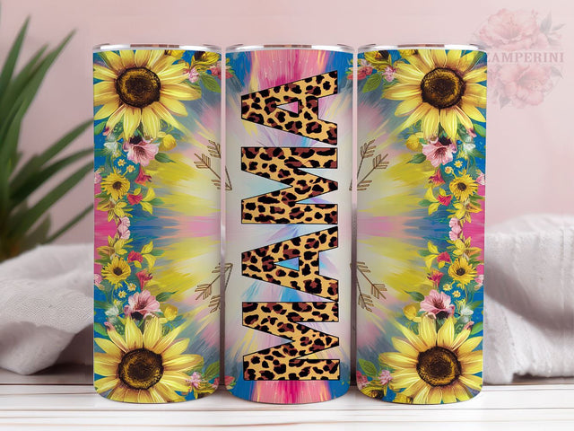 Mama Leopard 20oz Tumbler Wrap PNG, Mom Sunflowers Tumbler Png, Straight & Tapered Tumbler Wrap, Instant Digital Download Sublimation Li Zamperini 