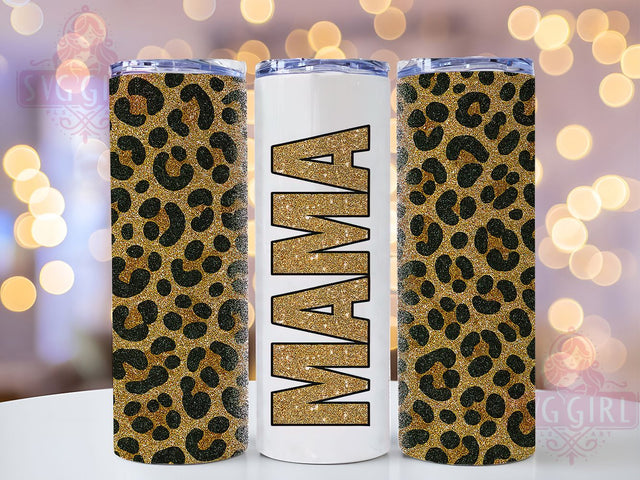 Mama Leopard Cheetah Glitter Tumbler, Leopard Cheetah Glitter Wrap, 20Oz Animal Print Drinkware, Glitter Animal Print Cup, Sublimation Mama Gift, Animal Print Tumbler Wrap, Cheetah Print Mom Drink Sublimation SvggirlplusArt 