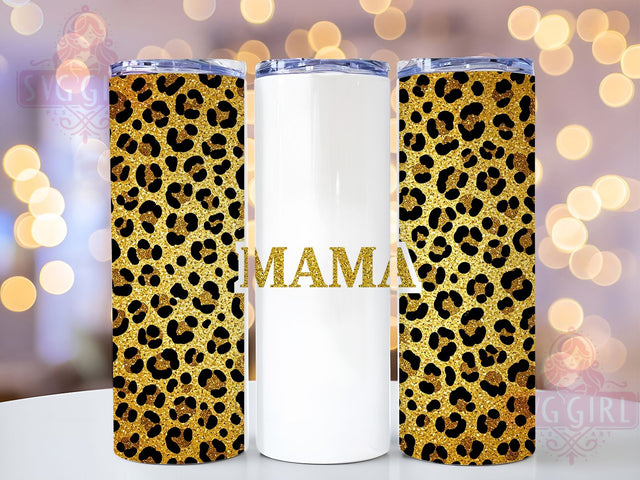 Mama Leopard Cheetah Glitter Tumbler, Leopard Cheetah Glitter Wrap, 20Oz Animal Print Drinkware, Glitter Animal Print Cup, Sublimation Mama Gift, Animal Print Tumbler Wrap, Cheetah Print Mom Drink Sublimation SvggirlplusArt 