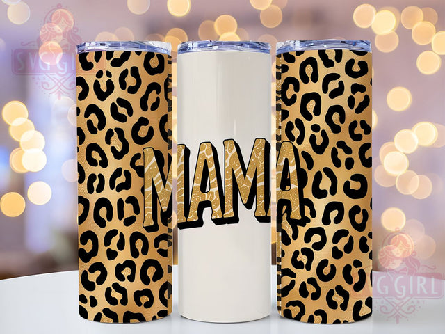 Mama Leopard Cheetah Glitter Tumbler, Leopard Cheetah Glitter Wrap, 20Oz Animal Print Drinkware, Glitter Animal Print Cup, Sublimation Mama Gift, Animal Print Tumbler Wrap, Cheetah Print Mom Drink Sublimation SvggirlplusArt 
