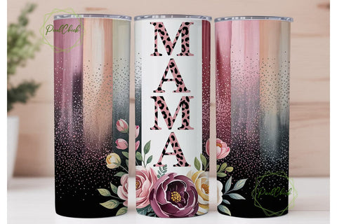 Mama Leopard Floral 20oz Tumbler Wrap Sublimation PixelChick 