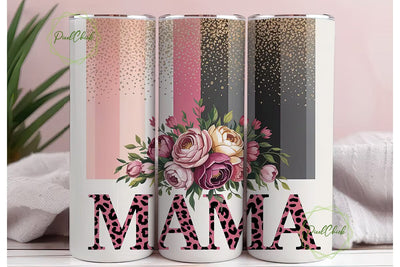 Mama Leopard Floral 20oz Tumbler Wrap Sublimation PixelChick 