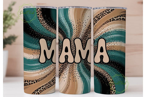 Mama Leopard Glitter 20oz Tumbler Wrap Sublimation PixelChick 