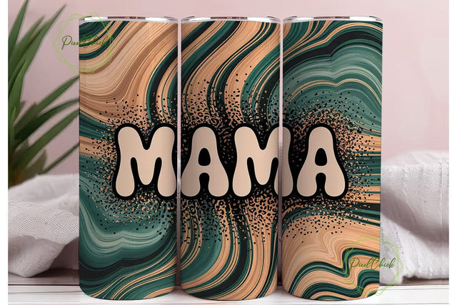 Mama Leopard Glitter 20oz Tumbler Wrap Sublimation PixelChick 