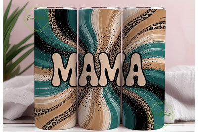Mama Leopard Glitter 20oz Tumbler Wrap Sublimation PixelChick 