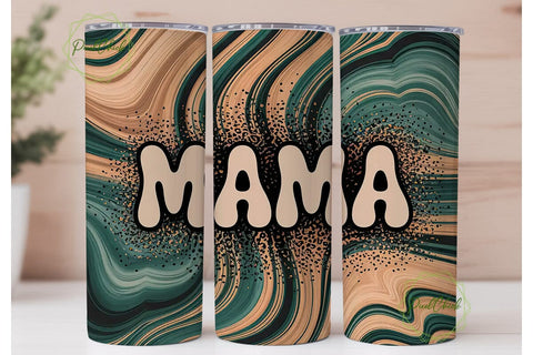 Mama Leopard Glitter 20oz Tumbler Wrap Sublimation PixelChick 