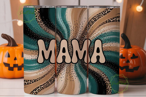 Mama Leopard Glitter 20oz Tumbler Wrap Sublimation PixelChick 