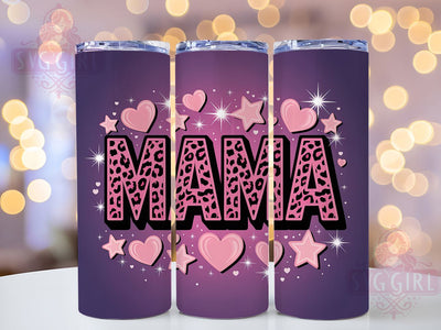 Mama Leopard Purple Heart Tumbler, Leopard Print, Purple Hearts, Sublimation Art, 20oz Tumbler, Bold Wrap, Fun Theme Sublimation SvggirlplusArt 