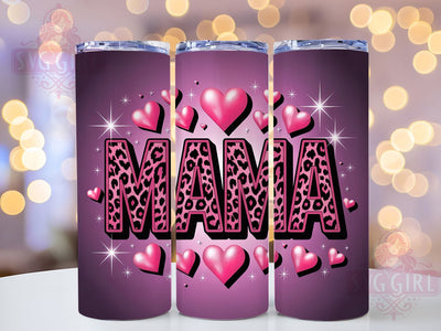 Mama Leopard Purple Heart Tumbler, Leopard Print, Purple Hearts, Sublimation Art, 20oz Tumbler, Bold Wrap, Fun Theme Sublimation SvggirlplusArt 