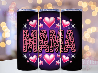 Mama Leopard Purple Heart Tumbler, Leopard Print, Purple Hearts, Sublimation Art, 20oz Tumbler, Bold Wrap, Fun Theme Sublimation SvggirlplusArt 