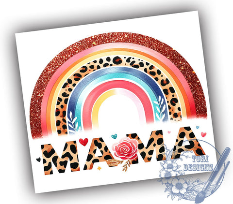 Mama Leopard Rainbow 20oz Skinny Tumbler, Mama Tumbler Png, Straight & Tapered Tumbler Wrap, Instant Digital Download Sublimation ToriDesigns 