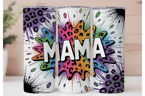 Mama Leopard Splatter 20oz Tumbler Wrap Sublimation PixelChick 