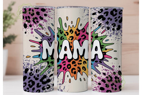 Mama Leopard Splatter 20oz Tumbler Wrap Sublimation PixelChick 