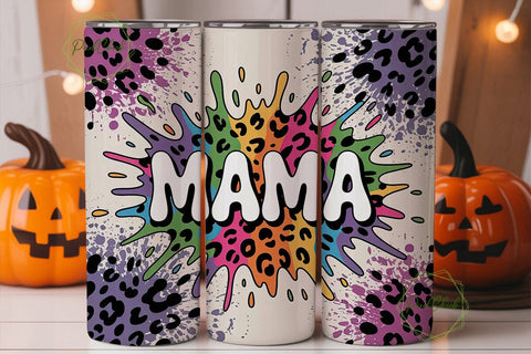 Mama Leopard Splatter 20oz Tumbler Wrap Sublimation PixelChick 