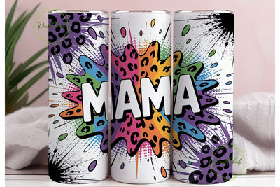 Mama Leopard Splatter 20oz Tumbler Wrap Sublimation PixelChick 