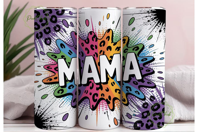 Mama Leopard Splatter 20oz Tumbler Wrap Sublimation PixelChick 