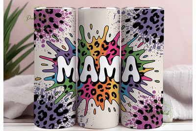 Mama Leopard Splatter 20oz Tumbler Wrap Sublimation PixelChick 