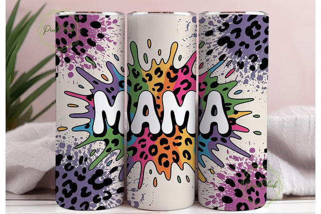 Mama Leopard Splatter 20oz Tumbler Wrap Sublimation PixelChick 