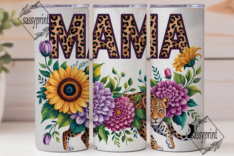 MAMA Leopard Sunflower 20oz Tumbler Wrap Sublimation sassyprint 
