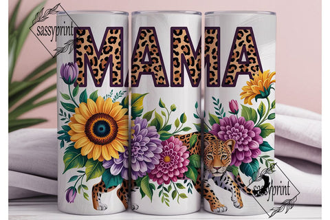 MAMA Leopard Sunflower 20oz Tumbler Wrap Sublimation sassyprint 